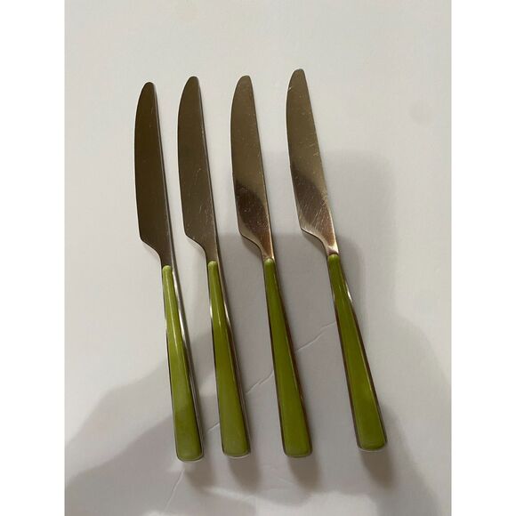 Vintage Set of 4 Fiesta Merengue Knives Avocado Green - Picture 1 of 3